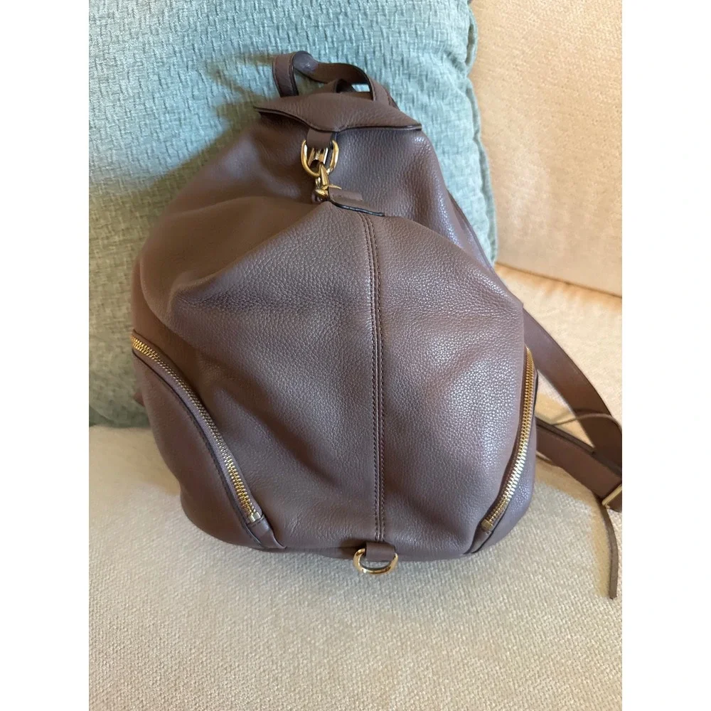 Rebecca Minkoff Julian Backpack Taupe Pebbled Leather Gold Hardware Dust Bag